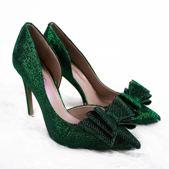 Betsey Johnson Green High Heels, High Heels Stilettos, Bow Heels - Picture 3 of 10